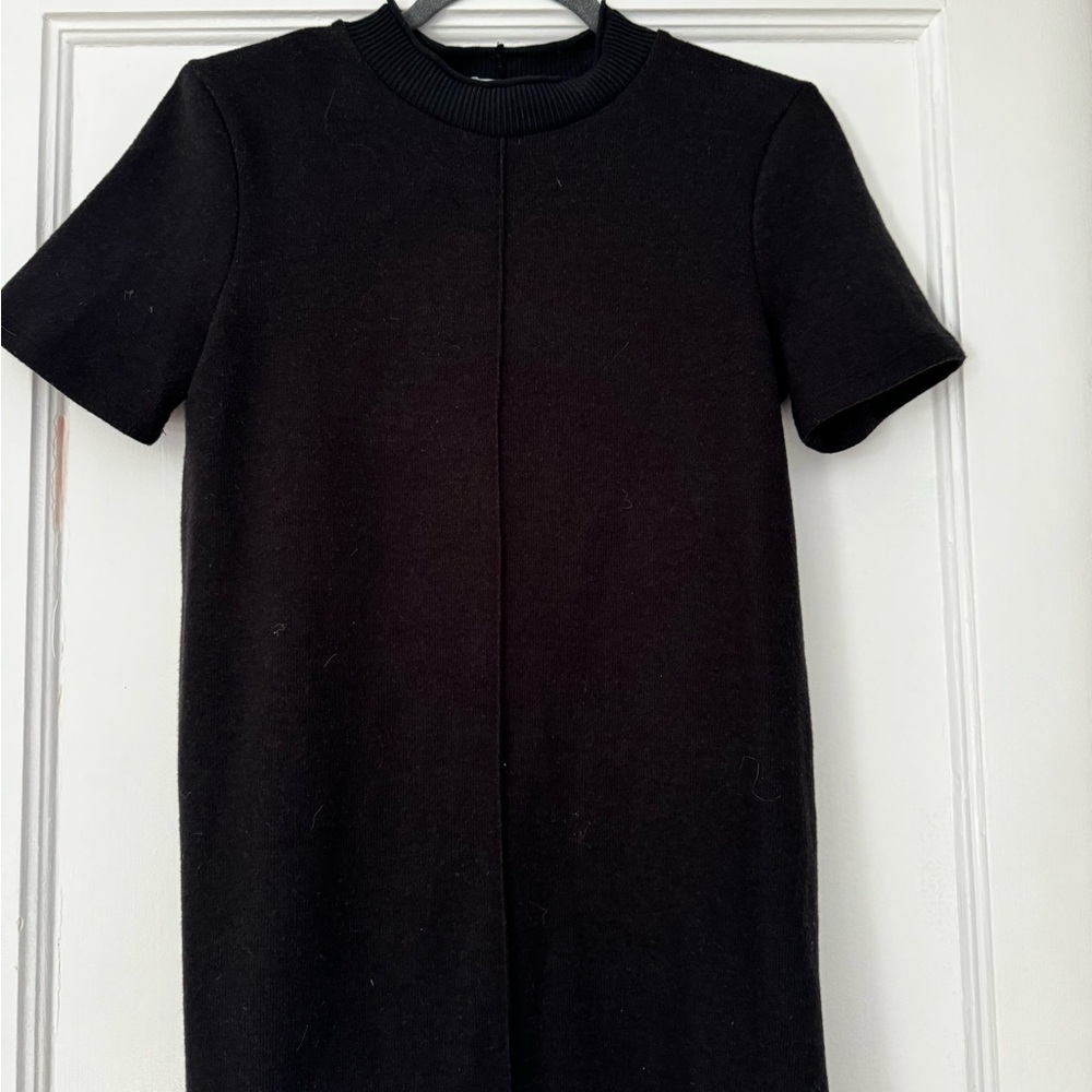 Zara Black Short Sleece Knit Mini Dress